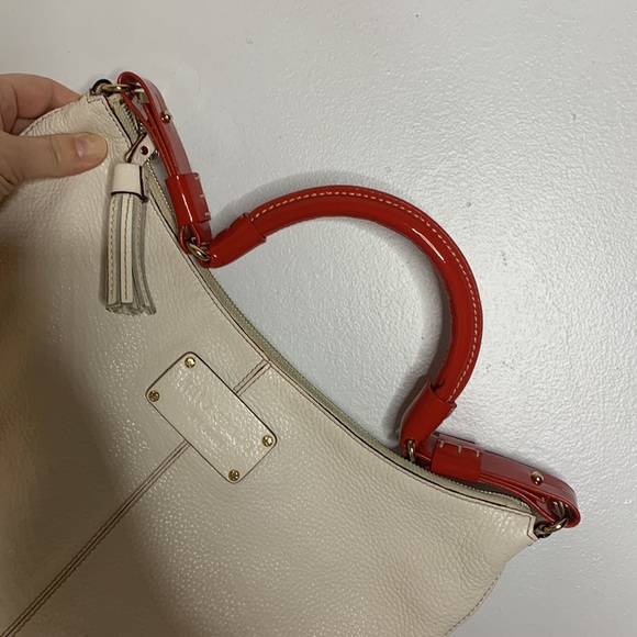 Kate spade white leather hobo purse red strap - Picture 5 of 7
